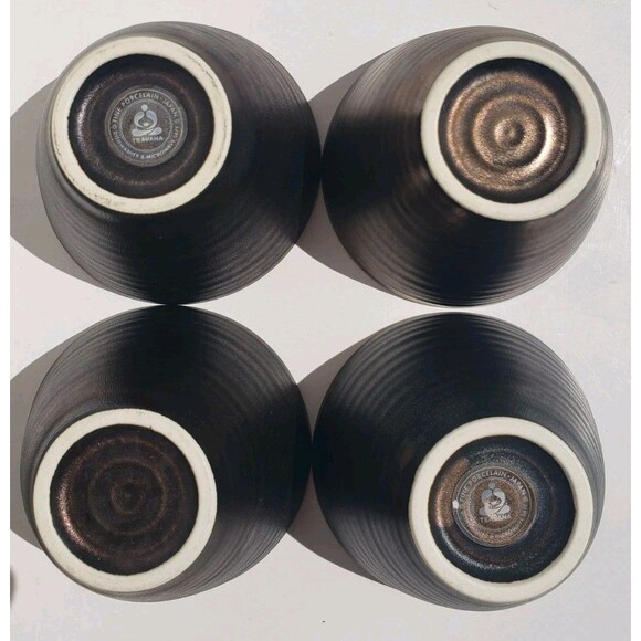 Set Of 4 Teavana Tea Cups Copper Bronze Swirl Ceramic Coffee Japan 3.5x2.5 - Picture 7 of 12